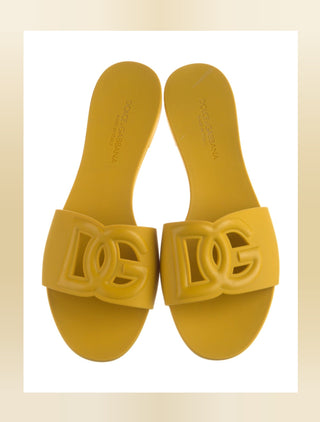 Dolce & Gabbana Yellow Jelly D&G Cutout Slides 39 sz