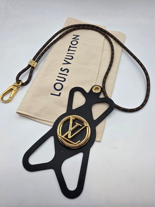 Louis Vuitton Brown leather LV Monogram Louise Phone Holder