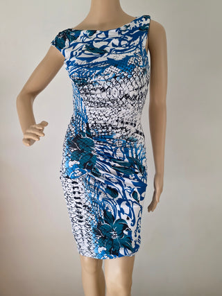 Emilio Pucci Blue Multicolor Signature Print Summer Dress 8 US sz