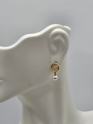 Fendi Gold-tone Faux Pearl F Is Fendi Earrings