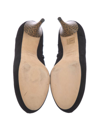 Fendi Black suede Zucca FF Logo  Ankle booties 39.5 sz