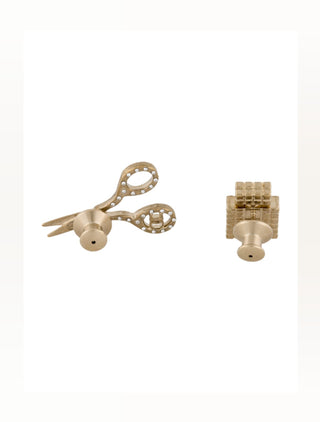 Chanel Gold-tone 2022 Strass CC Scissors Bottle Pin Set