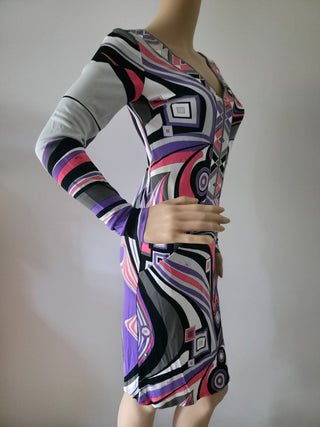 Emilio Pucci Purple Multicolor Signature Print Summer Dress S sz