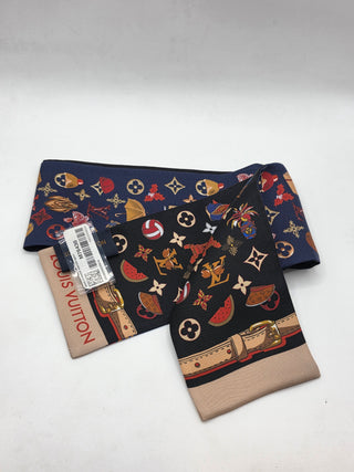 Louis Vuitton Black Navy Blue multicolor LV Monogram Silk Bandeau