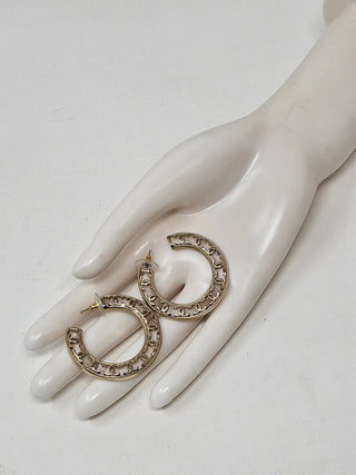 Stunning Chanel Gold-tone 2019 Interlocking CC Logo hoop earrings