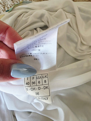 Emilio Pucci White green multicolor signature print long-sleeved summer dress 6 sz