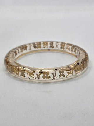 Louis Vuitton Clear Gold-tone Crystal Resin Inclusion Bangle