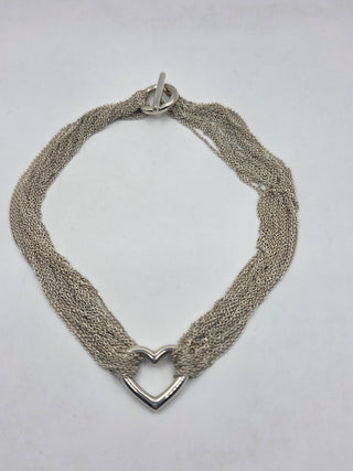 Tiffany & Co. Sterling Silver Heart Multi Strand Toggle Necklace