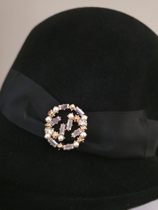 Black Gucci Felt Fedora GG Logo Hat L sz