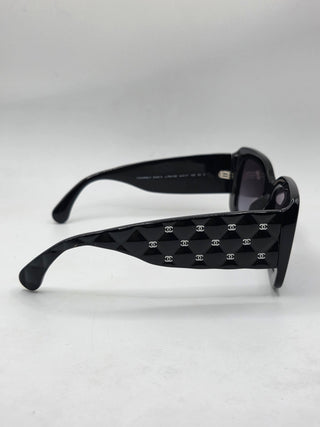 Chanel Black Interlocking CC Logo Square Sunglasses