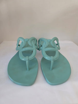 Hermès Blue Egerie Chaîne d'Ancre Insignia Slides 40 sz