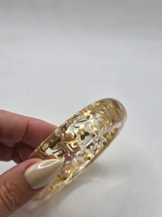 Louis Vuitton Gold-tone Crystal Resin Inclusions Bangle Bracelet