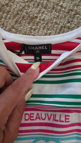 Chanel White multicolor Interlocking CC 2019 Striped Top S sz FR36