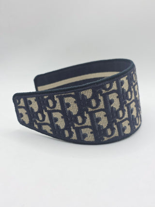 Christian Dior Blue Oblique Diorissimo Logo Headband M sz