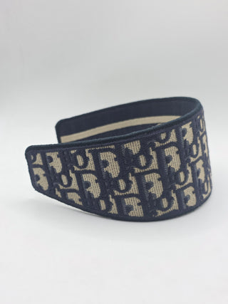 Christian Dior Blue Oblique Diorissimo Logo Headband M sz