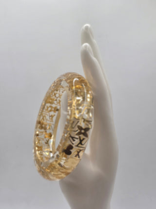 Louis Vuitton Gold-tone Crystal Resin Inclusions Bangle Bracelet