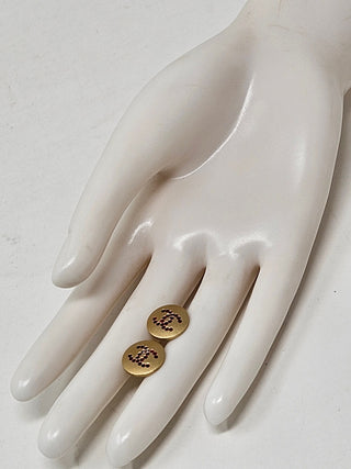 Chanel Gold-tone Strass Interlocking CC Stud Earrings