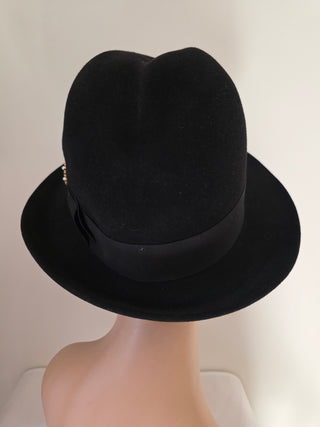 Black Gucci Felt Fedora GG Logo Hat L sz
