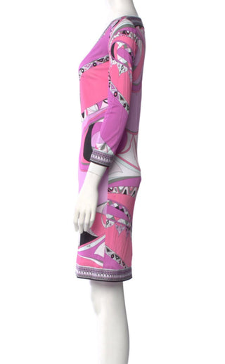 Emilio Pucci Purple Multicolor long-sleeved printed summer dress S sz