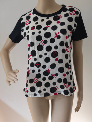 Louis Vuitton Black multicolor 2017 Polka Dot LV Print T-Shirt XS sz