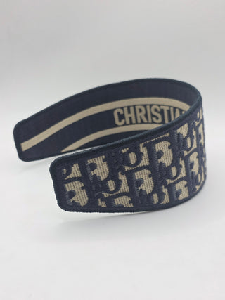 Christian Dior Blue Oblique Diorissimo Logo Headband M sz