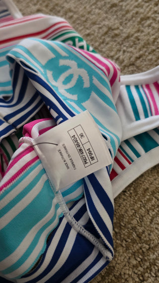 Chanel White multicolor Interlocking CC 2019 Striped Top S sz FR36