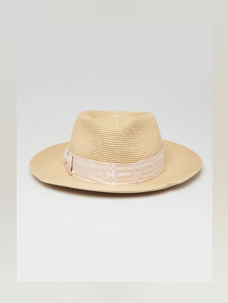 Hermès Beige Woven Straw Izia H Kilt Hat Size 59