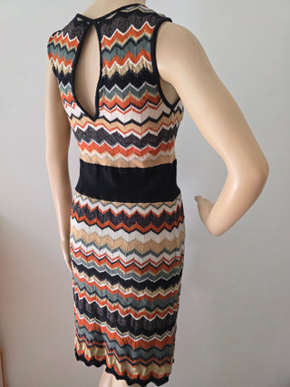 M Missoni Brown Multicolor Striped Merino Wool Mini Dress 10 sz