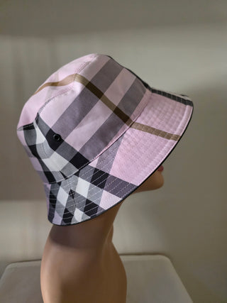 Burberry Pink multicolor Plaid print bucket hat