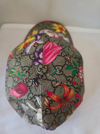 Gucci Beige GG Monogram floral Baseball Cap M sz