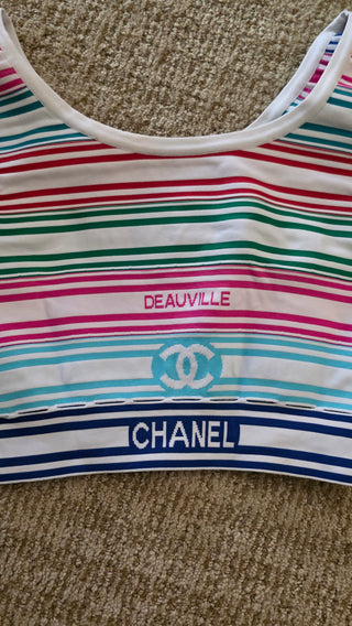 Chanel White multicolor Interlocking CC 2019 Striped Top S sz FR36