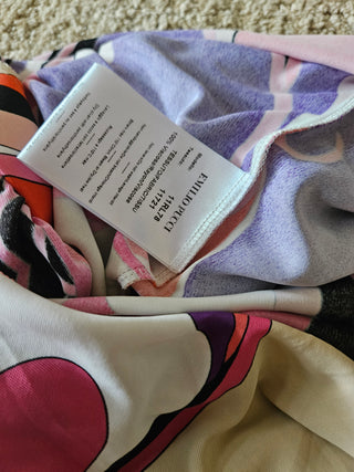 Emilio Pucci Pink multicolor signature print long-sleeved dress 8 US sz