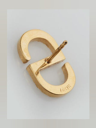 Christian Dior Goldtone Crystal CD Stud Earrings