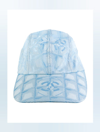 Chanel Light Blue Travel Ligne Interlocking CC Baseball Cap L sz