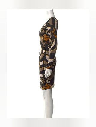 Emilio Pucci Brown Multicolor Signature Printed Mini Dress