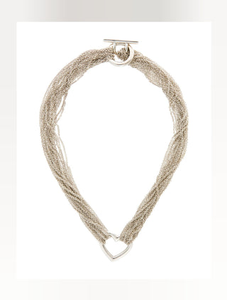 Tiffany & Co. Sterling Silver Heart Multi Strand Toggle Necklace