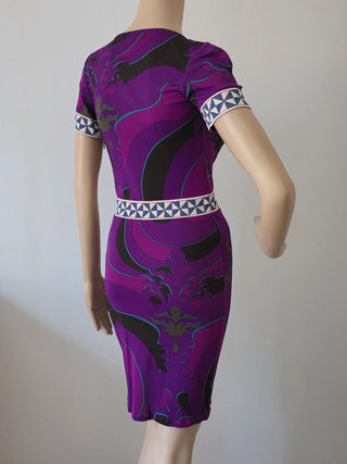 Emilio Pucci Purple Multicolor Signature Print Summer Dress 4 sz