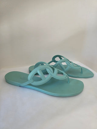 Hermès Blue Egerie Chaîne d'Ancre Insignia Slides 40 sz