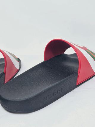 Gucci Red multicolor signature GG logo rubber sandals 40 sz