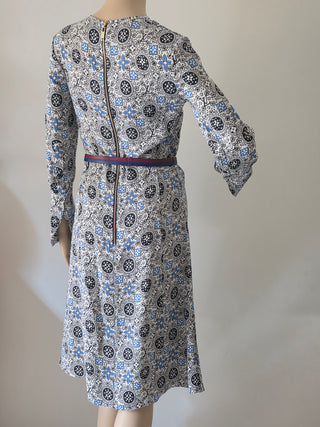 Louis Vuitton Black multicolor LV Monogram 2016 Midi Belted Dress XS | US2, FR34