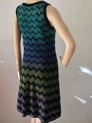 M Missoni Green multicolor Striped V-neck Mini Dress 8 US