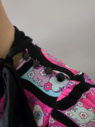 Emilio Pucci Purple Black multicolor printed Silk Mini Dress M sz