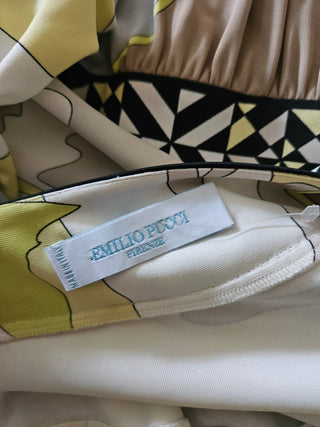 Emilio Pucci Brown multicolor signature print summer wrap dress 6 US sz