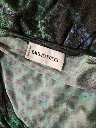 Emilio Pucci Green Animal Print long-sleeved top 6 US sz