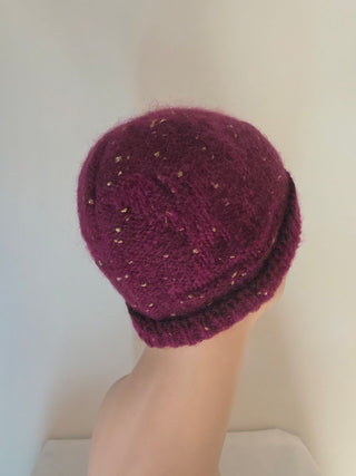 Louis Vuitton Burgundy LV Monogram Glitter Sequins Knit Beanie One size