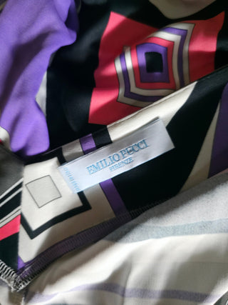 Emilio Pucci Purple Multicolor Signature Print Summer Dress S sz