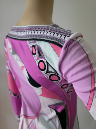 Emilio Pucci Purple Multicolor long-sleeved printed summer dress S sz