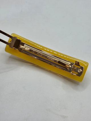 Louis Vuitton Gold-tone Yellow Resin Monogram Inclusion Hair Clip