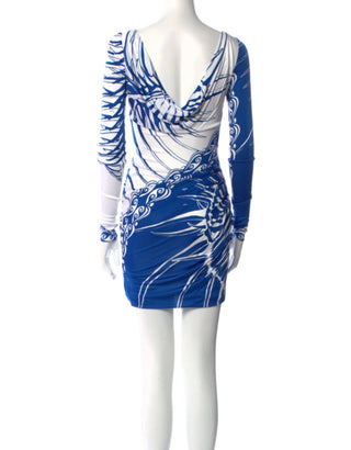 Emilio Pucci Blue Multicolor Signature Print Skinny Dress 4 US