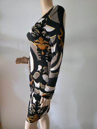 Emilio Pucci Brown Multicolor Signature Printed Mini Dress